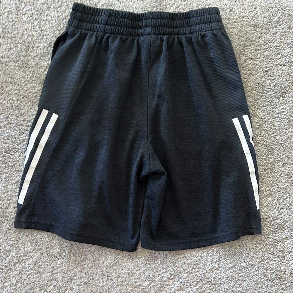 Adidas Boys Charcoal Shorts with White Accents - Picture 3 of 3